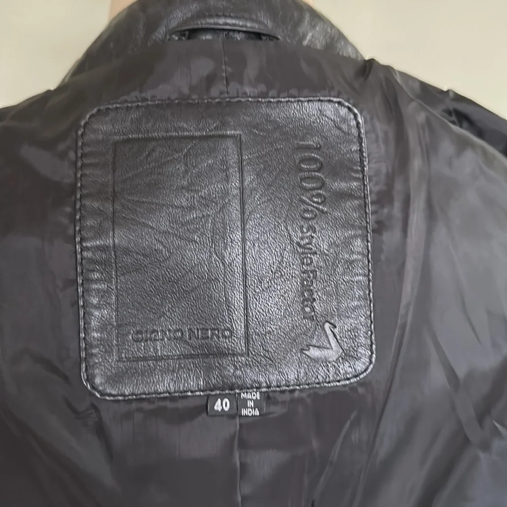 Cigno Nero 100% Leather Black Notched Lapel Jacket 40 - Picture 8 of 12